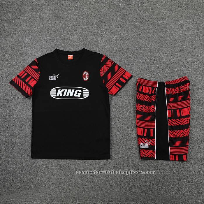 Chandal del AC Milan Manga Corta 2022-2023 Negro - Pantalon Corto